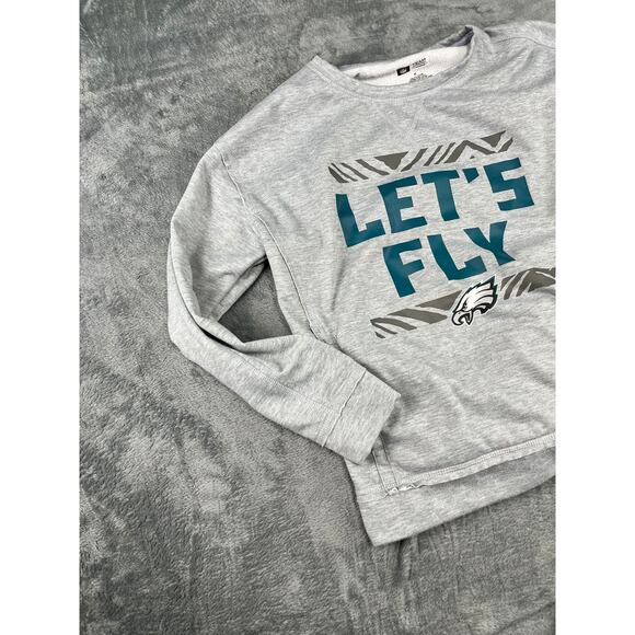 Women’s NFL Team Apparel M Gray Eagles “Let’s Fly” Sweatshirt – Excellent Cond - Picture 6 of 10